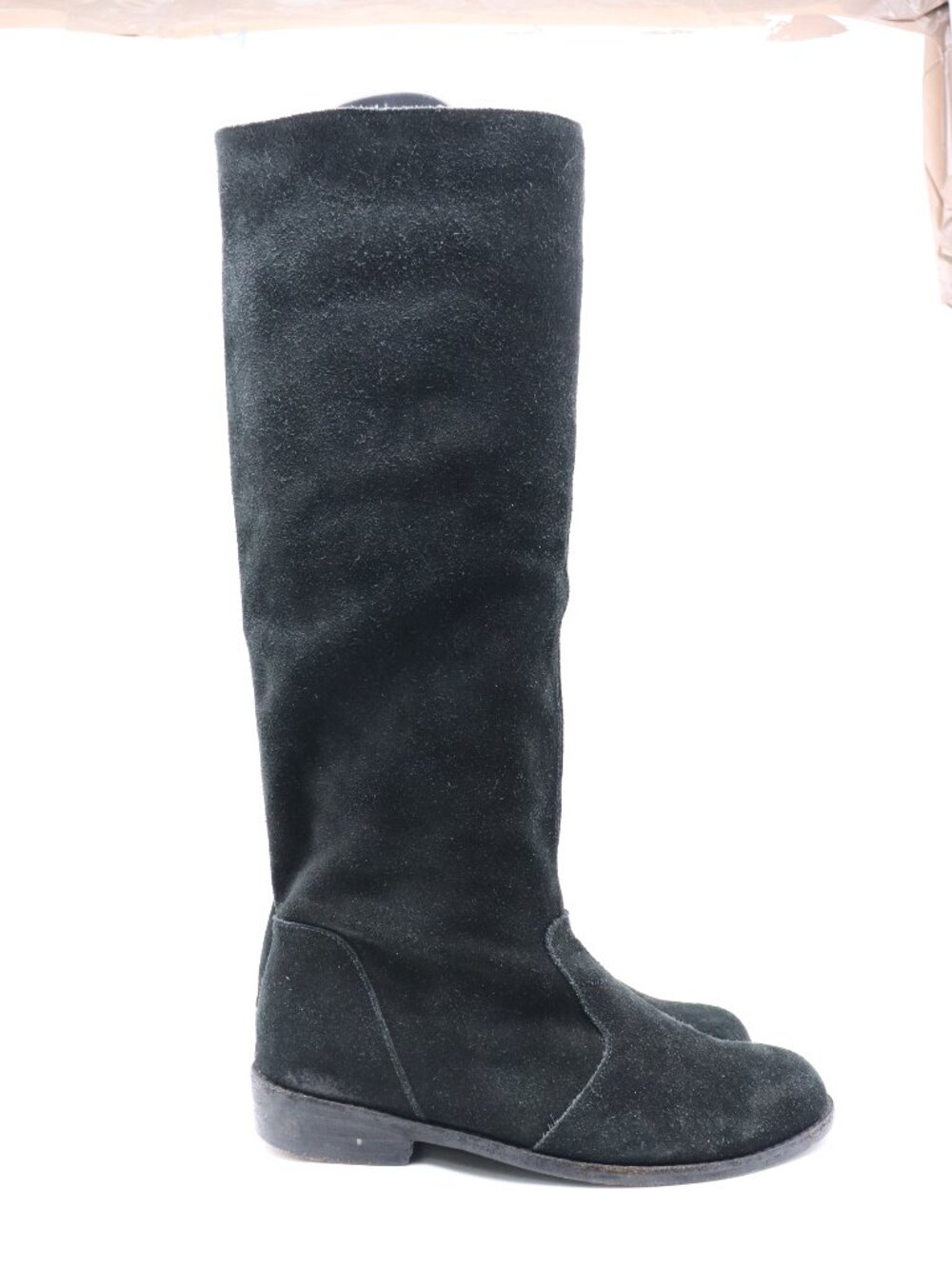 ANOUK Black Suede Leather Women’s Size 9 Knee Tall Side Zip Low Heel Boots
